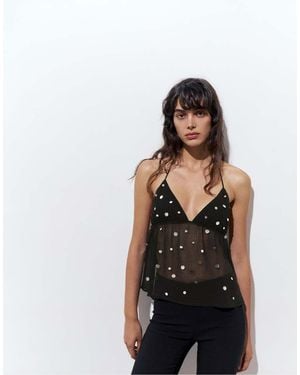 Pull&Bear Mirror Halter Top - Black