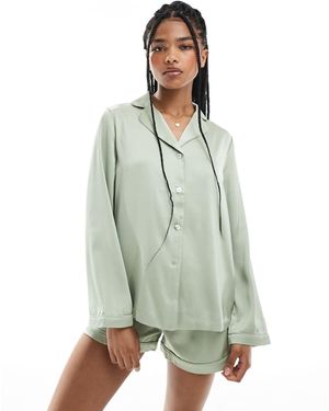 True Decadence Button Shirt Pyjama Set - Green