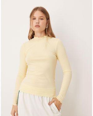 Jdy Lettuce Edge Long Sleeve Top - Natural