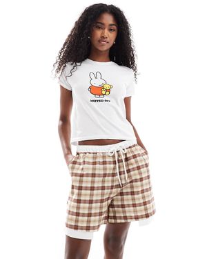ASOS – karierte boxershorts mit kontrast-bund - Weiß
