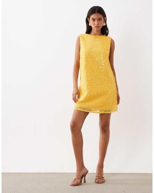 Sister Jane Dream Citrus Sequin Round Neck Sleeveless Mini Dress - Yellow