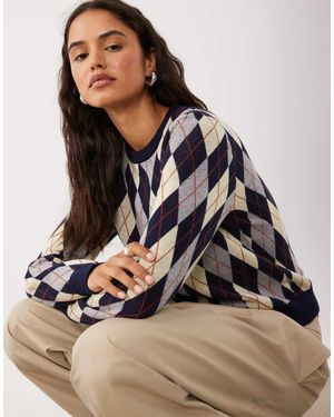Mango Gebreide Trui Met En Bruine Argyleprint