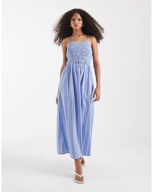 Pieces Vestito Lungo Con Spalline Sottili - Blu
