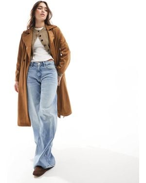 Stradivarius Faux Suede Trench - Blue