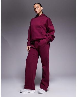 Kaiia Cotton Rich Embossed Logo Wide Leg Jogger Co-Ord - Red