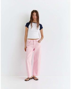 Pull&Bear Jeans Met Wijde Ronde Pijpen - Roze
