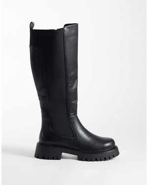 SIMMI Simmi London Wide Fit Carlton Chunky Pull On Knee Boots - Black