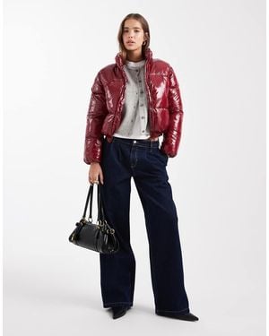 Mango Teen High Shine Puffer Coat - Red
