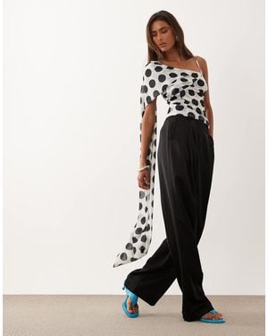 ASOS Stretch Chiffon Scarf Wrap Top - Black
