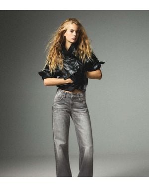 Bershka Petite Mid-waist Straight Jeans - Grey