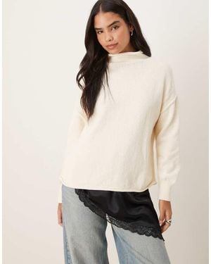 Free People Torres Roll Neck Slouchy Jumper - White