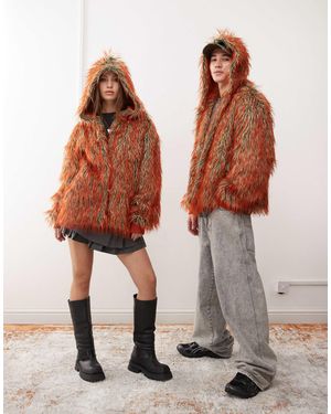 Collusion Unisex – kunstpelz-schlupfmantel - Braun