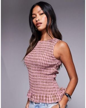 Princess Polly Chauntelle Shirred Ruffle Hem Sleeveless Top - Purple