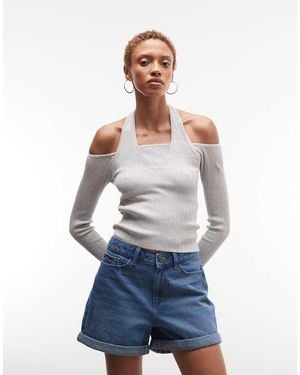 Noisy May Mid Waist Denim Short - White