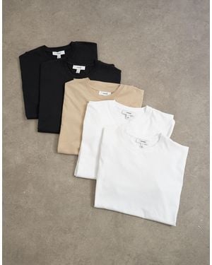 TOPMAN 5er-pack t-shirts mit klassischem schnitt - Weiß