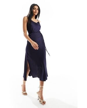 Y.A.S Bridesmaid Satin Cami Maxi Dress - Blue