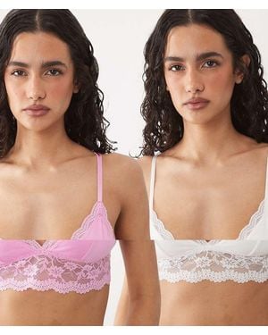 ASOS Pack De 2 Sujetadores De Algodón Con Ribete De Encaje En Rosa Y Crema-Multi - Verde