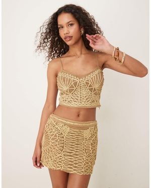 ASOS Co-Ord Thread Detail Mini Skirt - Natural