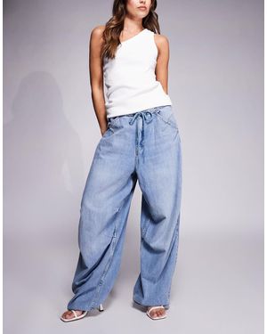 GOOD AMERICAN Lite - pantalon parachute en denim - Bleu