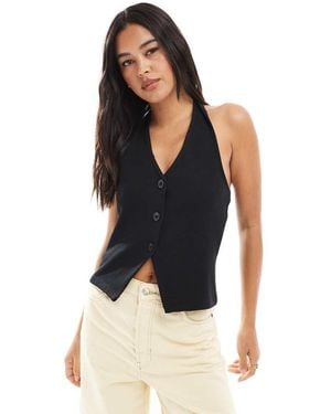 Miss Selfridge Sleeveless Soft Rib Waistcoat Co Ord - Blue
