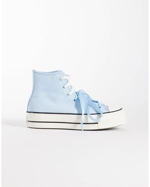 Converse Chuck Taylor All Star Lift Hi Platform Peached Canvas Sneakers - Blue