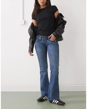 Weekday Low Waist Flared Jeans With Zip Closure - Blue
