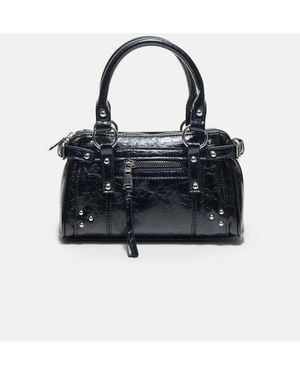 Stradivarius Studded Pocket Crossbody Bag - Black