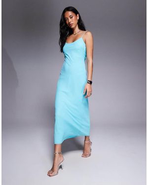 ASOS Strap Cowl Back Slip Midi Dress - Blue