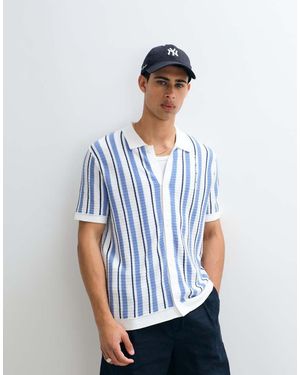 Gap Boxy Button Through Polo Shirt - Blue