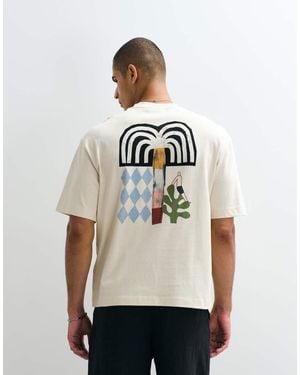 SELECTED X Mduzeh Heavyweight T-Shirt With Back Print - Natural