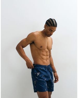 Farah Colbert Arrow Print Logo Swim Shorts - Blue