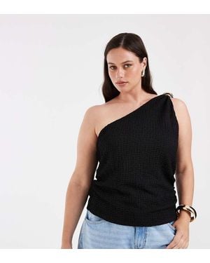 ONLY Assymetric Crinkled Textured Top - Black