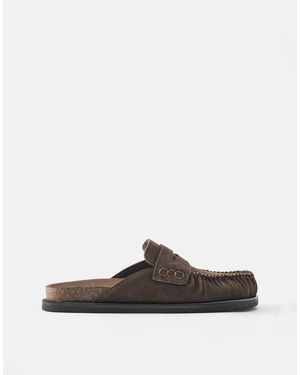 Pull&Bear Sabots à bord froncé - Marron