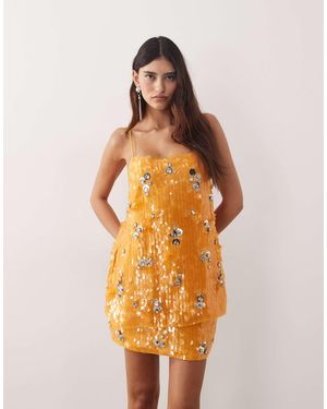 ARRANGE Crystal Embellished Longline Cami Top - Orange