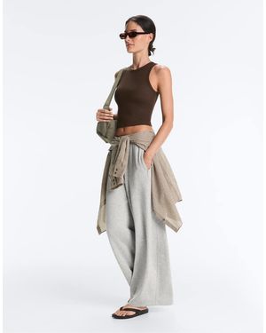 Oysho Rib Modal Blend Long Tank Top - White