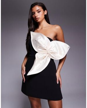 ASOS Bandeau Mini Dress With 3d Flower - Black