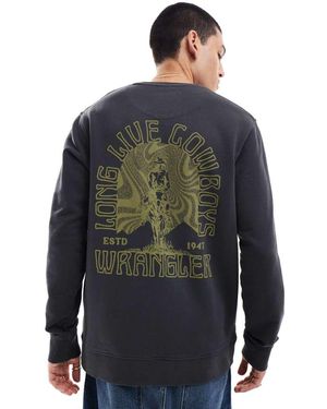 Wrangler Sudadera Negro Desgastado Con Logo De Vaquero En La Espalda De - Gris
