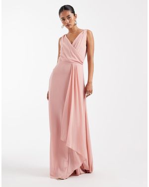 TFNC London Bridesmaid Chiffon Maxi Dress With Twist Detail - Pink