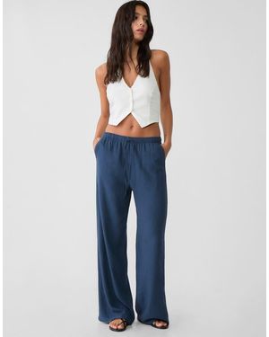 Stradivarius Linen Blend Trousers - Blue