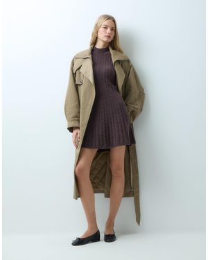 Abercrombie & Fitch Knitted High Neck A Line Mini Dress - Brown