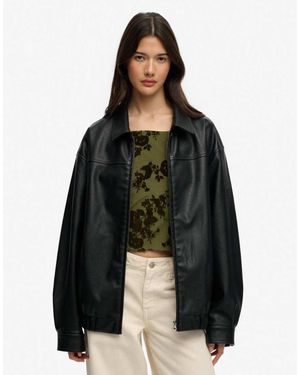 Superdry Collared Oversized Bomber Jacket - Black