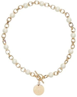 Lauren Ralph Lauren Jewellery Lauren By Ralph Lauren Jewellery Tone & Faux Pearl & Logo Coin Necklace - Metallic