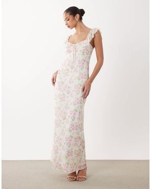 Gina Tricot Frill Maxi Dress - White