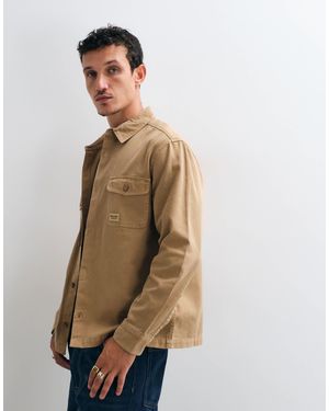 ASOS Cotton Twill Overshirt With Badge - Natural