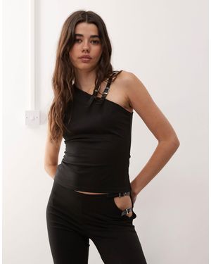 Lioness Rebel - débardeur asymétrique d'ensemble avec bretelles à boucles - Noir