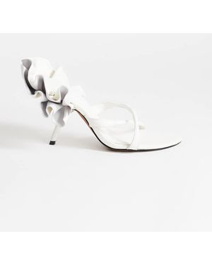 TOPSHOP Ophelia Leren Sandalen Met Hoge Hak En Ruche - Wit