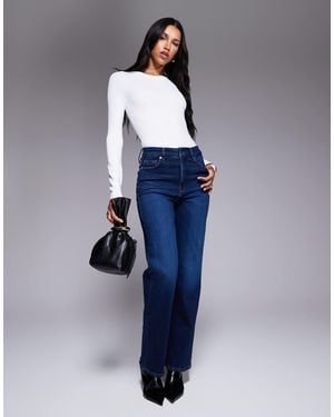 GOOD AMERICAN Soft Tech Good True Straight Jeans - Blue