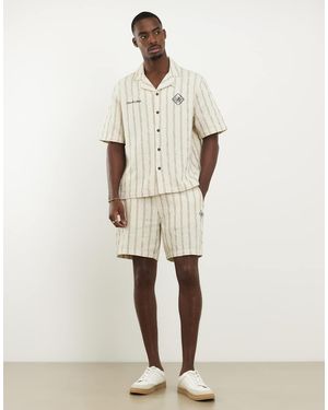 River Island Cream Regular Fit Stripe Pull On Shorts - Natural