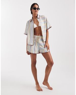 ASOS Sasha Beach Short Co Ord With Stitch Detail - White