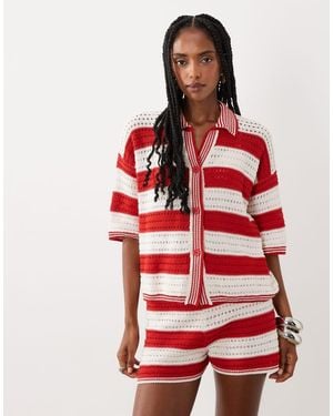 ASOS Sally Beach Knit Short Co Ord - Red
